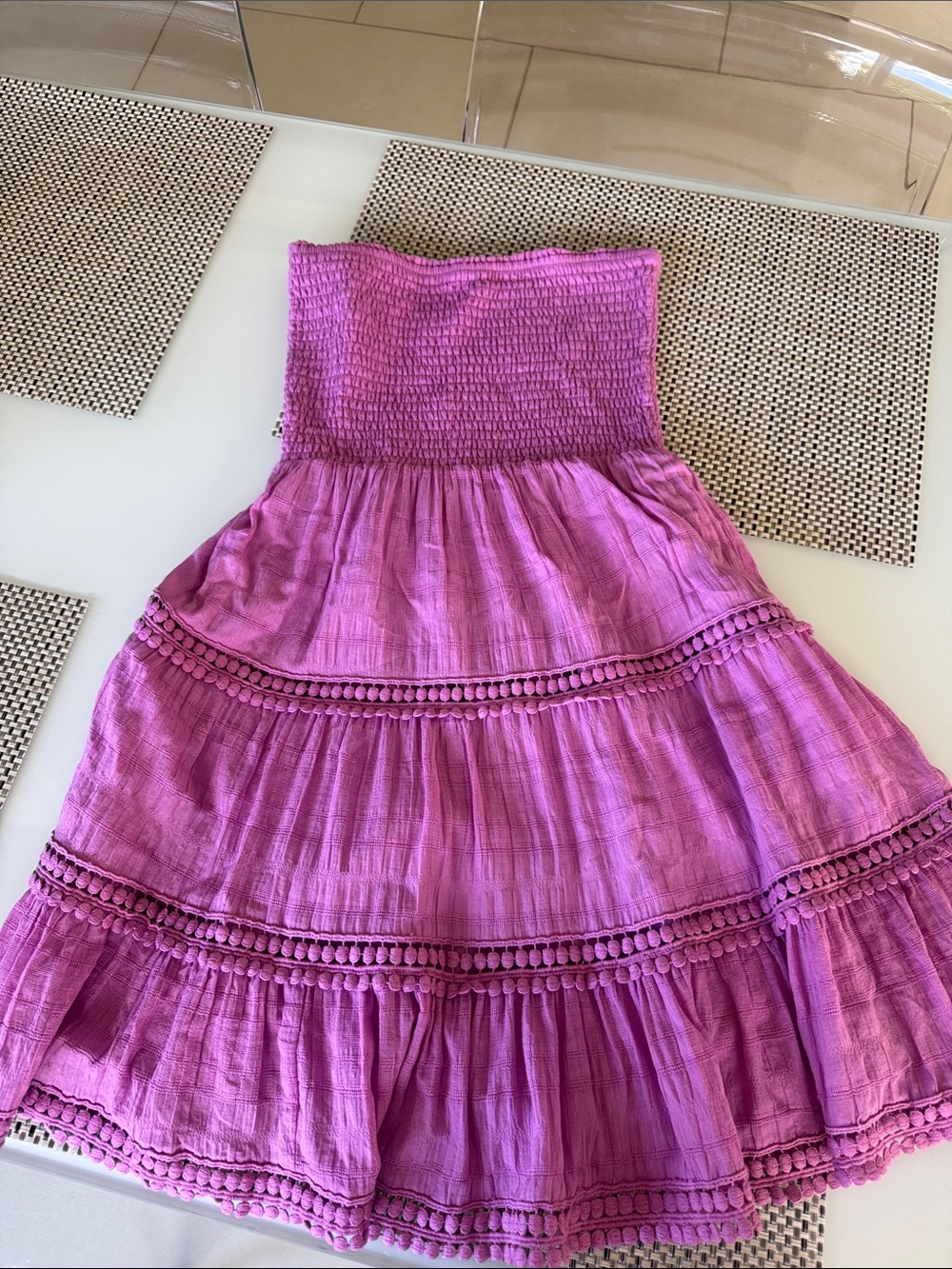 Steve Madden Pink Strapless Tiered Sundress